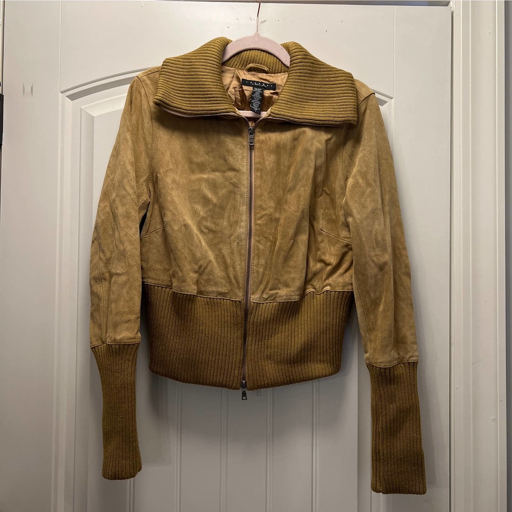 Laundry by Shelli Segal Women's‎ Long Sleeve Full Zip Suede Jacket Size L Beige